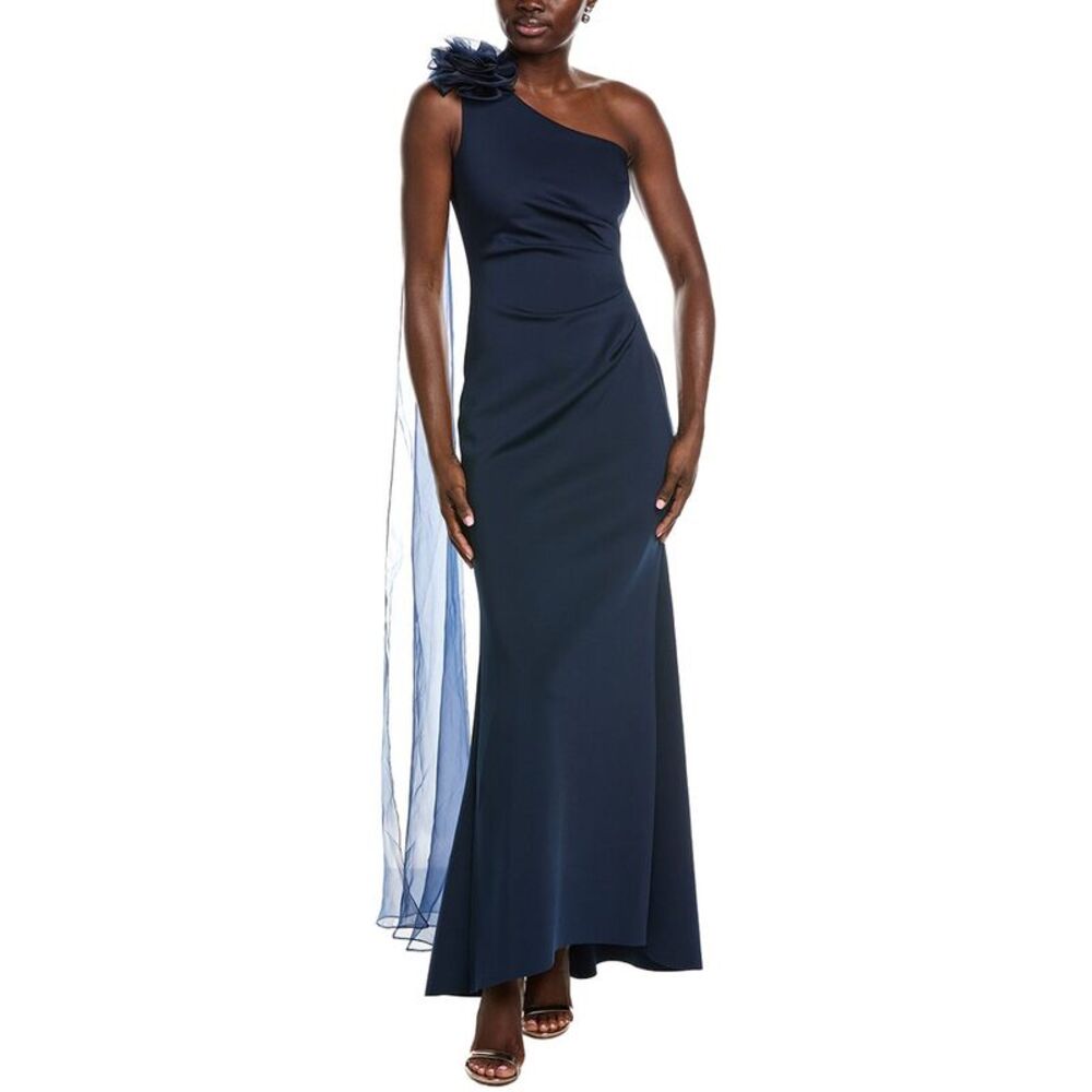 Eliza J Womens  One Shoulder Pleated Mermaid Gown